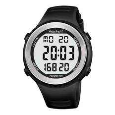 Hearkent Waterproof Pedometer Watch for Seniors Non-Bluetooth No App Required Sports Watch Step Counter with Calories and LCD Large Numbers (Black)