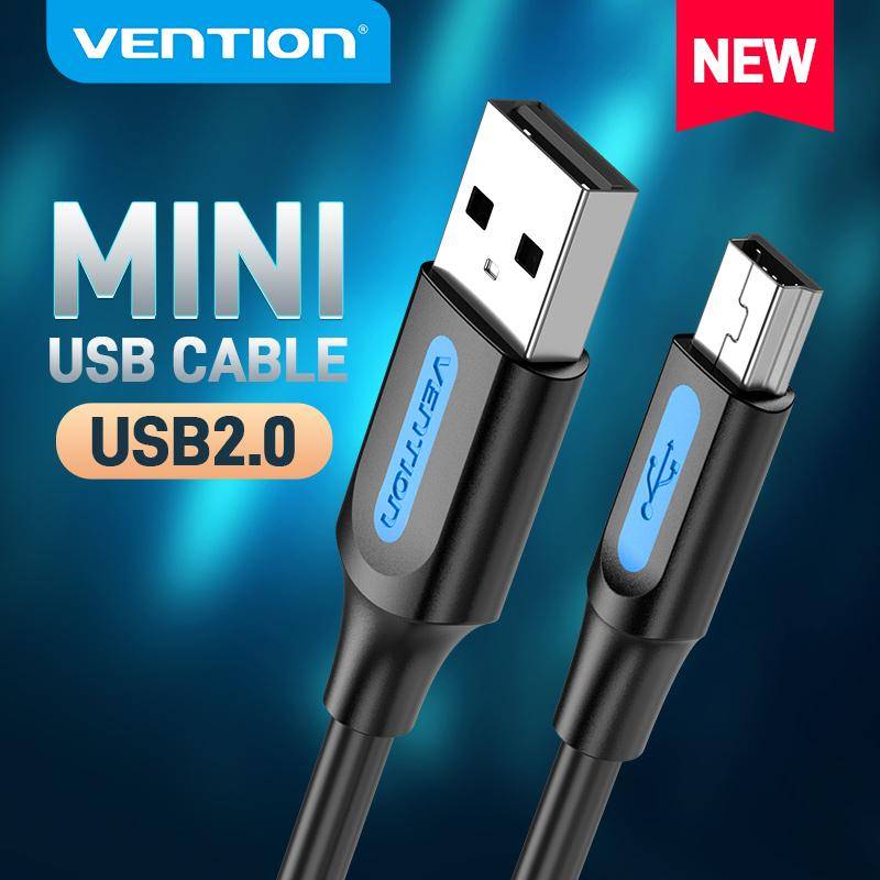 Vention Mini USB-kabel Snabb USB 2.0 Typ A till Mini B Laddare Datakabel för mobiltelefon Digitalkamera HDD MP3 MP4 1m