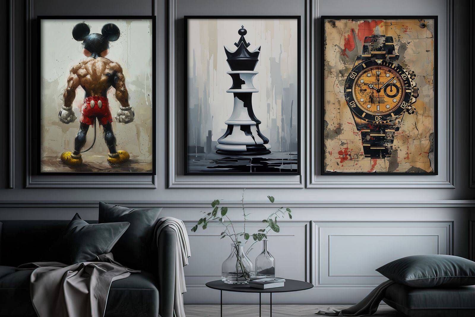 Poster - Musse, Schack och Klocka / Set om 3