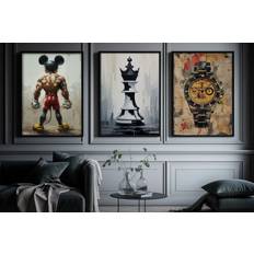 Poster - Musse, Schack och Klocka / Set om 3