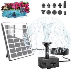 SZMP Solfontän med solpanel, 100 % glas, 2025 uppgraderad solvattenpump, trädgårdsfontän utomhus med 10 munstycken, för trädgårdsdamm, fontän, fågelbad, pool, innergård och dekoration