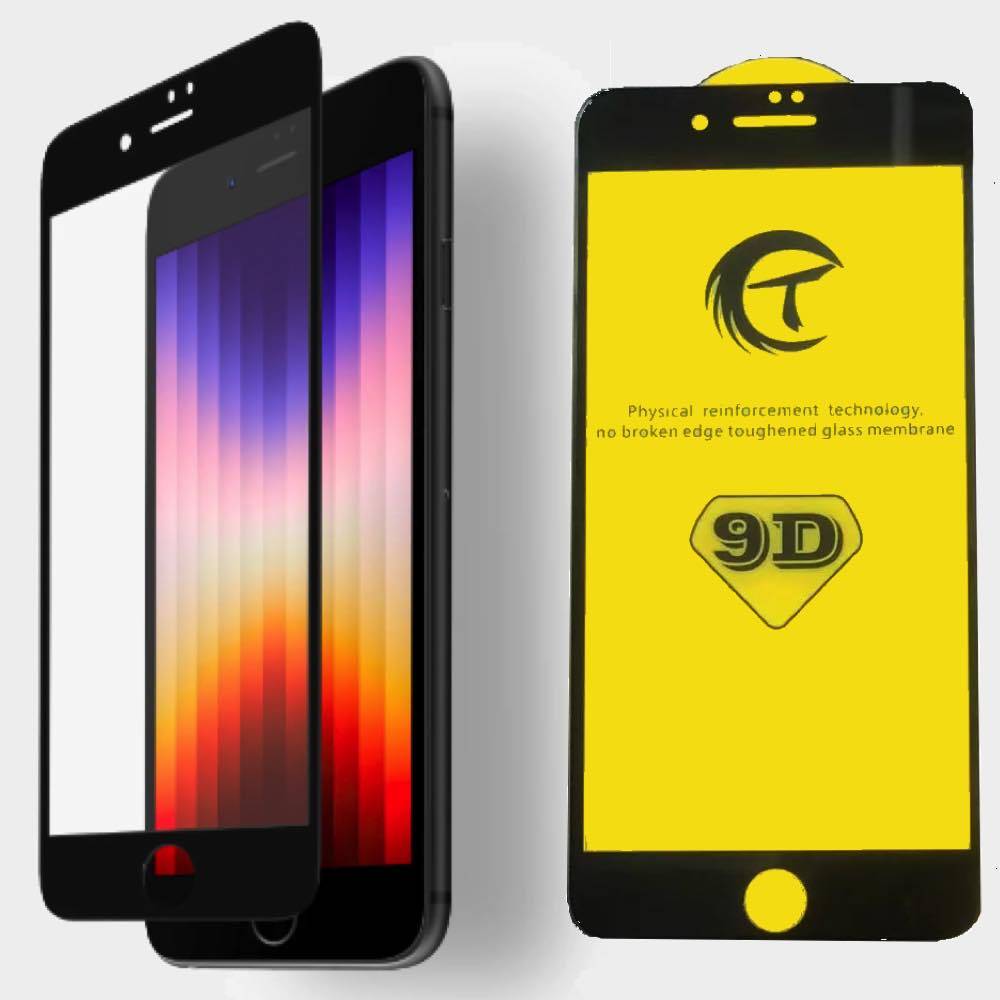 Heldækkende PRO Skærmbeskyttelse i Hærdet Glas (9D) - iPhone 6 / 6S - Sort.