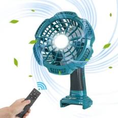 Ledningsfri ventilatorer til Makita - Industriel USB gulvventilator med LED-lys - Kompatibel med Makita 14.4-20V Li-Ion batteri - Fjernbetjening - 3 tilstande - Timer