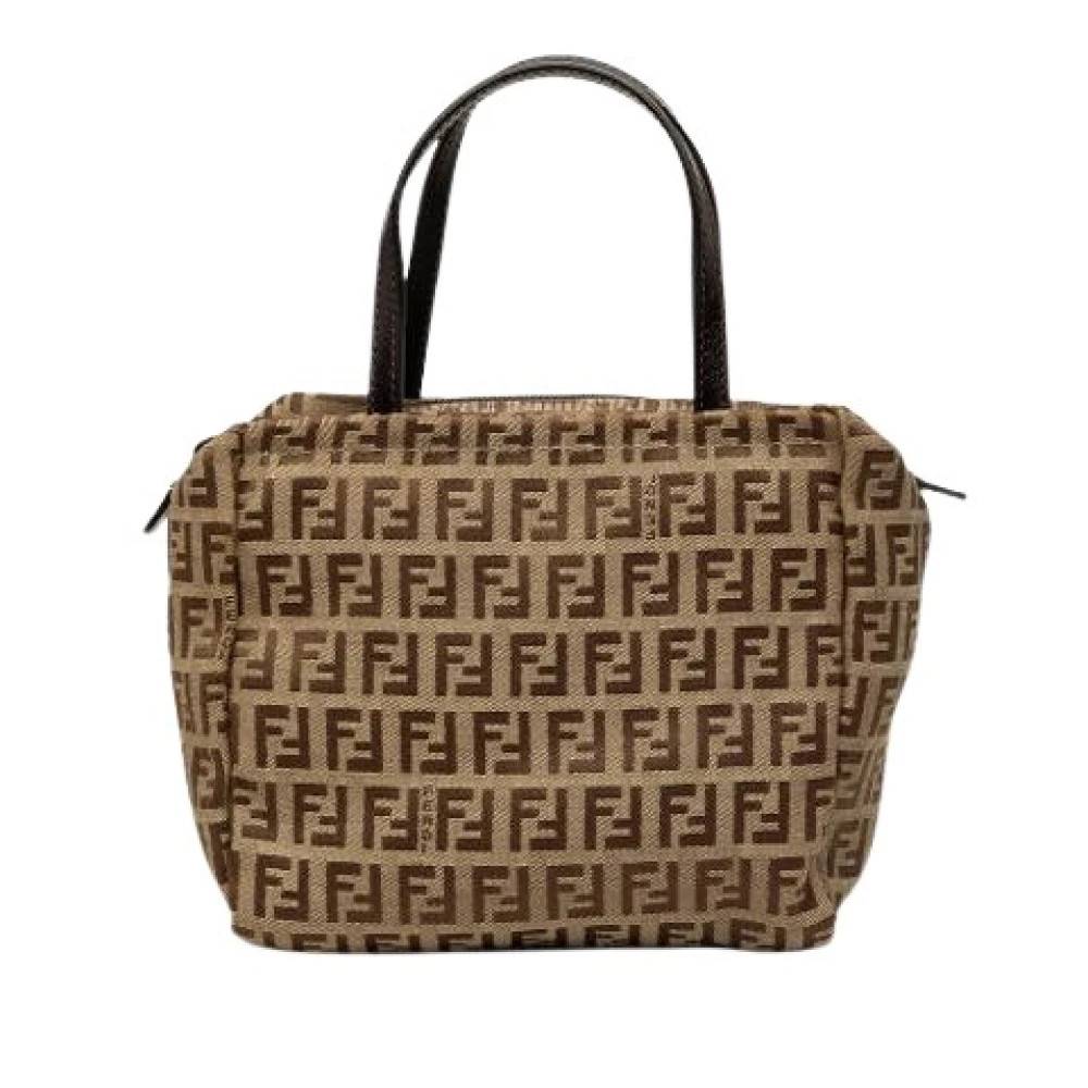 Fendi Vintage Pre-owned Vintage Canvas Handbag - Vintage - Dame - Beige - ONE SIZE - Læder