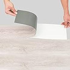 Ansobea PVC-golvbeläggning, självhäftande vinylgolv, stavparkett träutseende, halkfritt vattentätt flamskyddat golv, 4,87 m²/35 kakel, vit ek