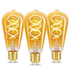 URing E27 Vintage Edison LED-lampa - 4 W varmvit 2 200K retro LED-lampa dekorativ filament bärnstensfärgat glas glödlampa inomhus icke-dimbar, motsvarande glödlampa 40 W, 3 st (ST64)