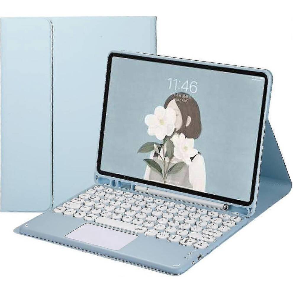 (Blue) Galaxy Tab S9+ 12.4 2023 Model Detachable Keyboard Cover with Bluetooth Round Keys