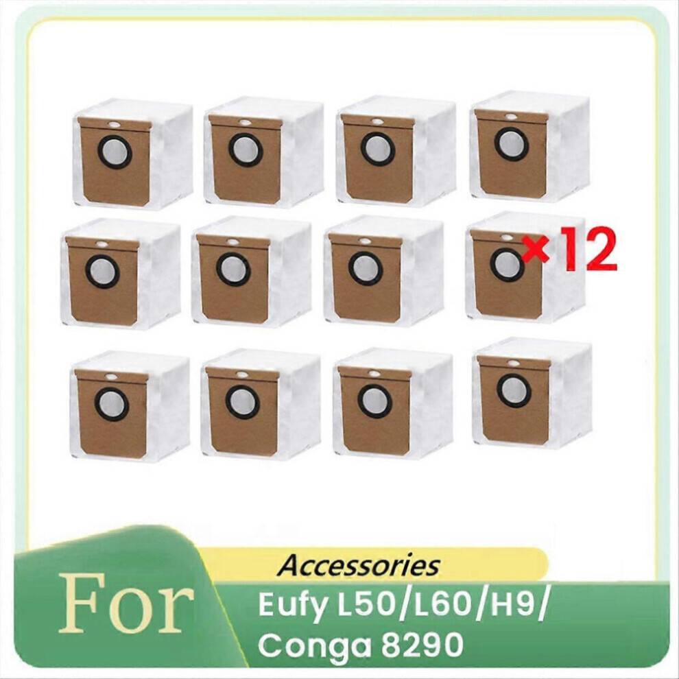 Pakke med 12 støvposer. Kompatibel med Eufy L50/L60/H9/Conga 8290 støvsugere.