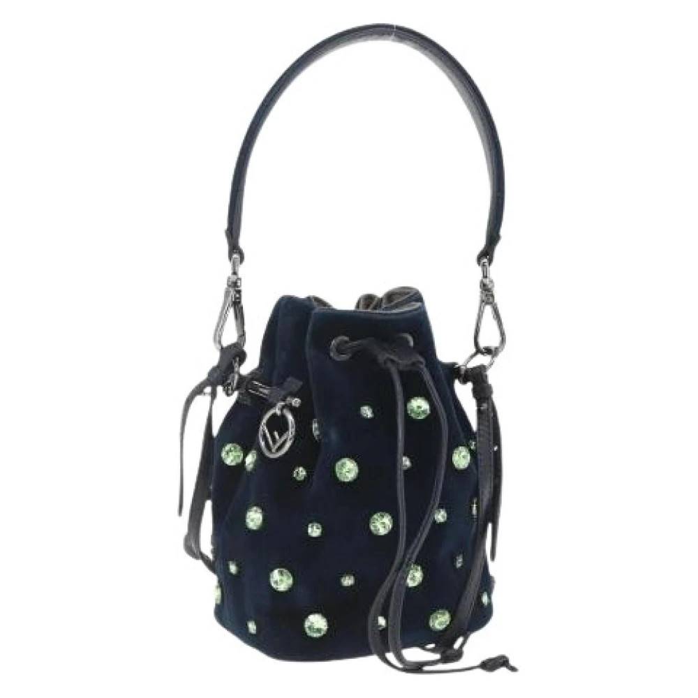 Fendi Vintage Pre-owned Stof Bucket Bag - Vintage - Dame - Blå - ONE SIZE - Tyl