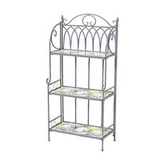CASA Living Reol - H 118,5 x B 58 x L 31,5 cm - Jern/keramik - Blå