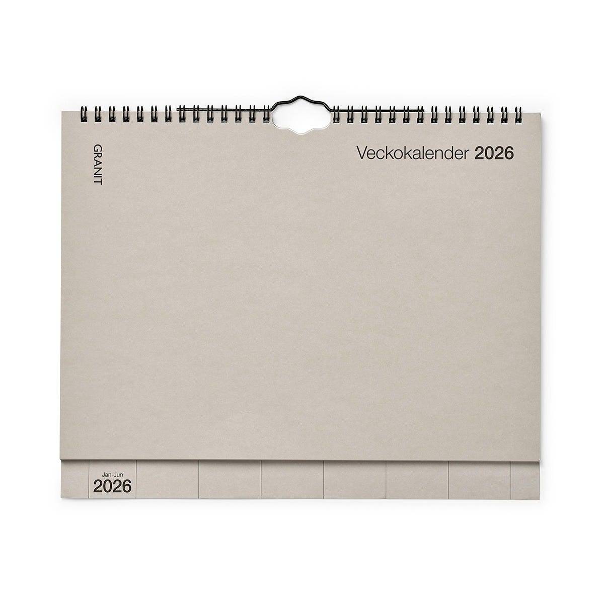 Kalender Vecka 2026 Beige.