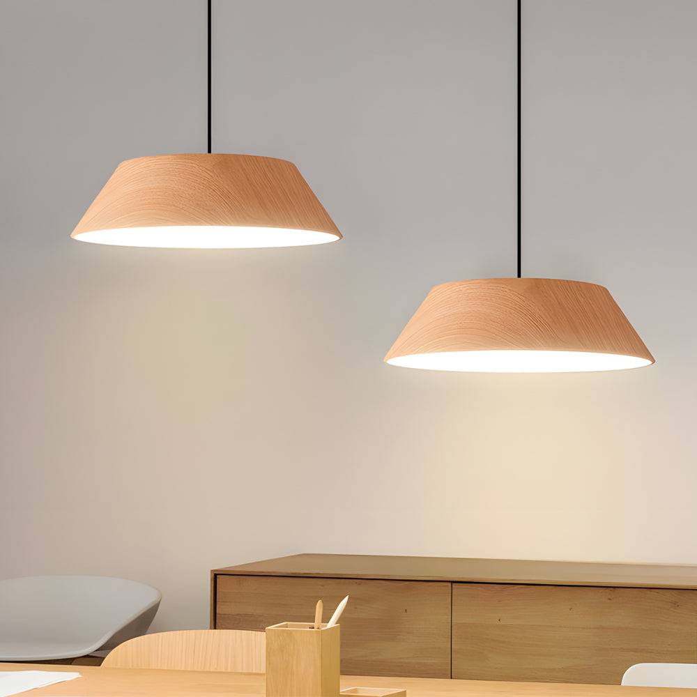 HarmonyGlow Hänglampa - Lyxig Trä LED Hänglampa med Japanska Påverkan - Trä / Svart / Vitt ljus