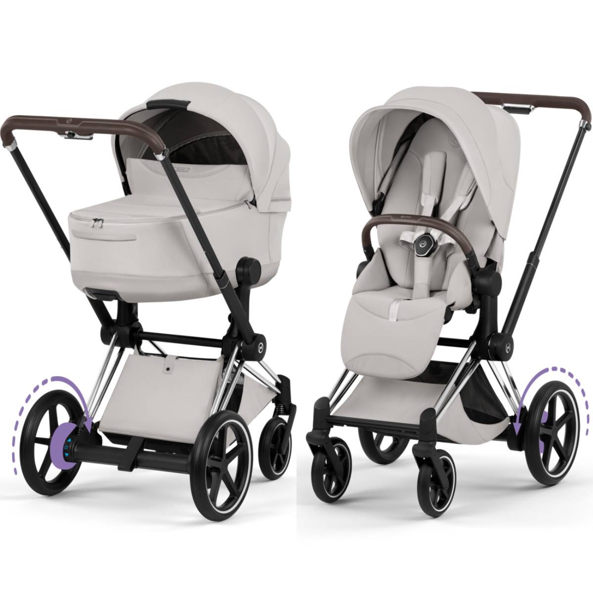 Cybex E-Priam 5 Style Kombikinderwagen - Chrome Brown