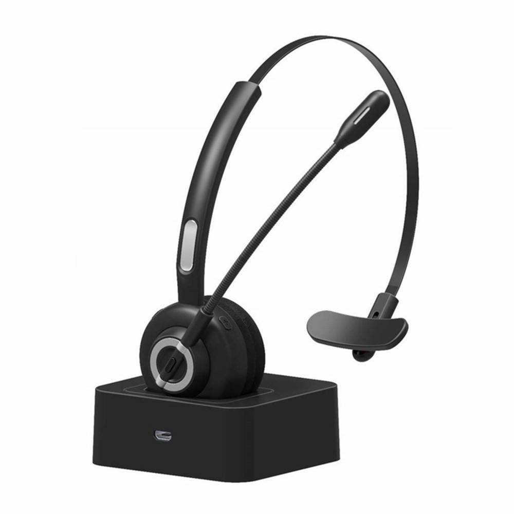 M97 - Trådlöst Headset m/Laddare dock - NOISE CANCELLING - 17 TIMERS TALETID - Svart