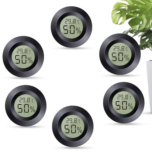 Dictien Mini Hygrometer Thermometer Digital, 6 Stück Set, Schwarz