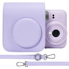 Aenllosi PU Leder Tasche Schutzhülle für Fujifilm Instax Mini 12/Mini 11 Sofortbildkamera Reisetasche mit Film Tasche und verstellbarem Schultergurt, Nur Tasche (Lilac Purple)