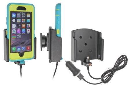 Brodit Aktiv holder med USB-kabel og cigaretadapter, Apple iPhone 6/6S