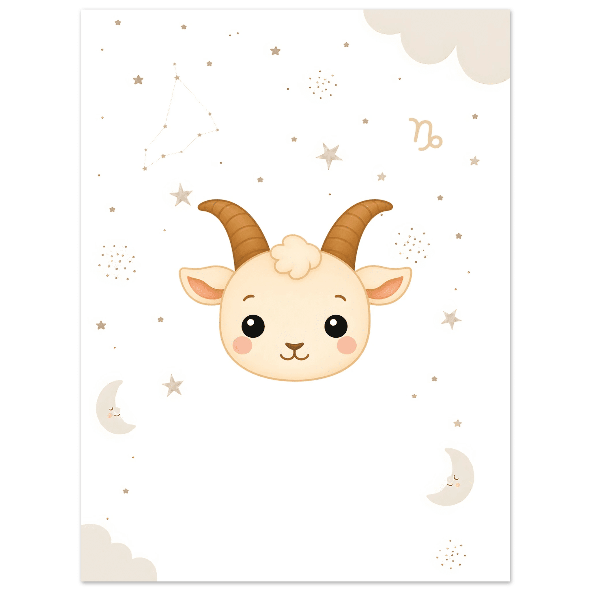 Stjärntecken stenbocken med namn-30x40 cm / 12x16″ / Utan ram / -