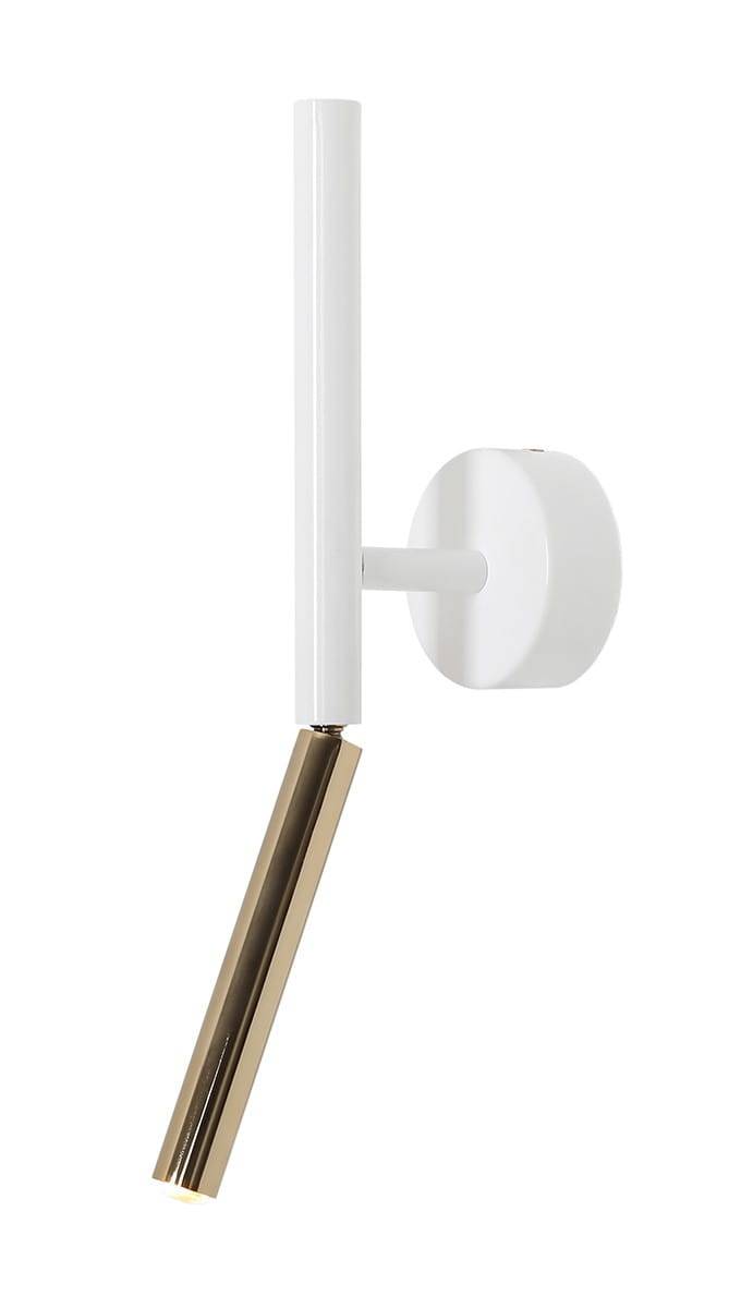 Stick vit metall guld vägglampa