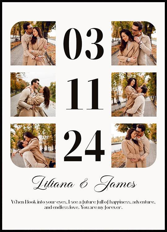 Anniversary Date Personalized Photo Collage Poster (30x40cm) - Plakater > Typografiska Posters, Fotografiska Posters, Personliga Posters, Valentine's