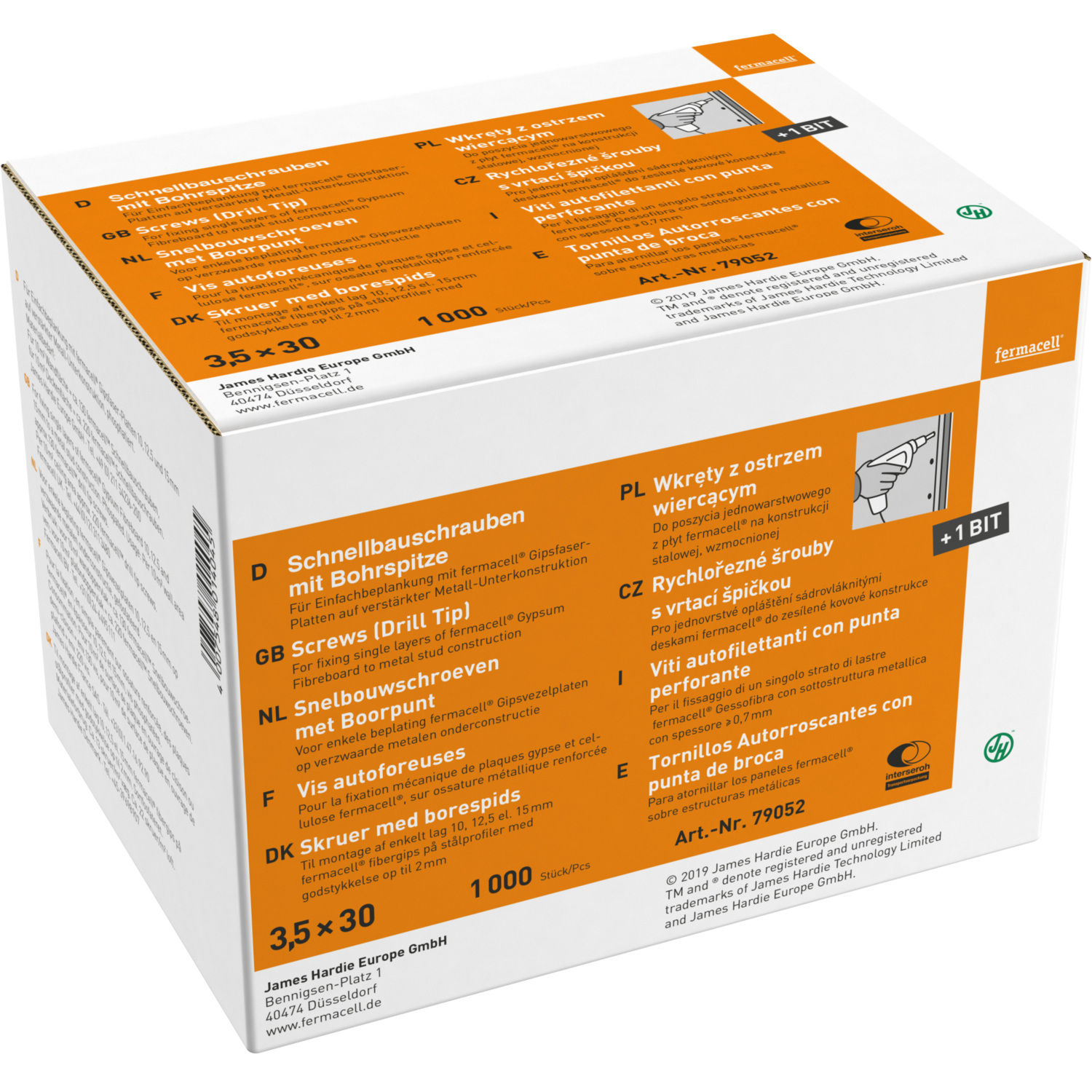 Fermacell® gipsskruer m/borespids 3,5x30 mm 1000 stk