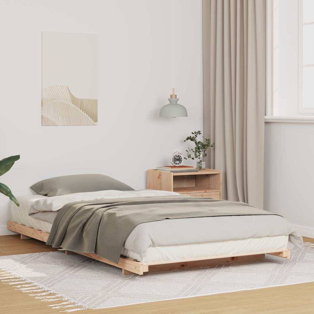 Gulv Sengeramme Brun 90 X 220 Cm Massivt Fyrretræ