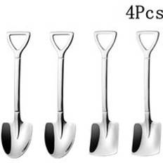 4 st kaffesked glass skopa rostfritt stål retro järn spade sked bestick set sked te-sked servis