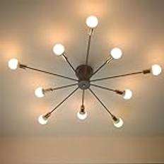 Modern Sputnik-lampa, industriell infälld taklampa, metallkronor från mitten av århundradet, för vardagsrum, sovrum, kök, matsal (svart+guld)