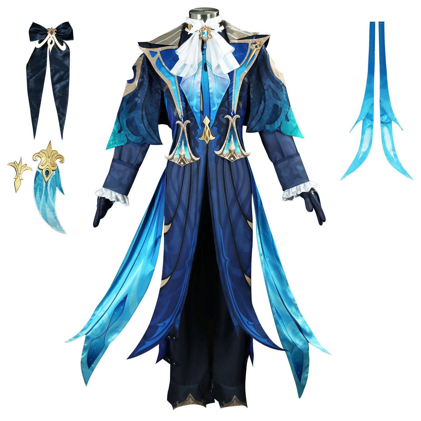 Manluiren Neuvillette Cosplay-dräkt - Genshin Impact Fontaine Överdomare Anime-outfit cm blue