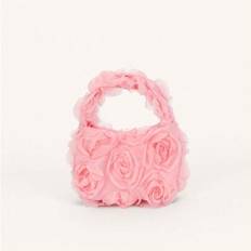 1 st. trendig mini-väska med rosblommor för barn, mångsidig veckad kronbladsdesign - Rosa
