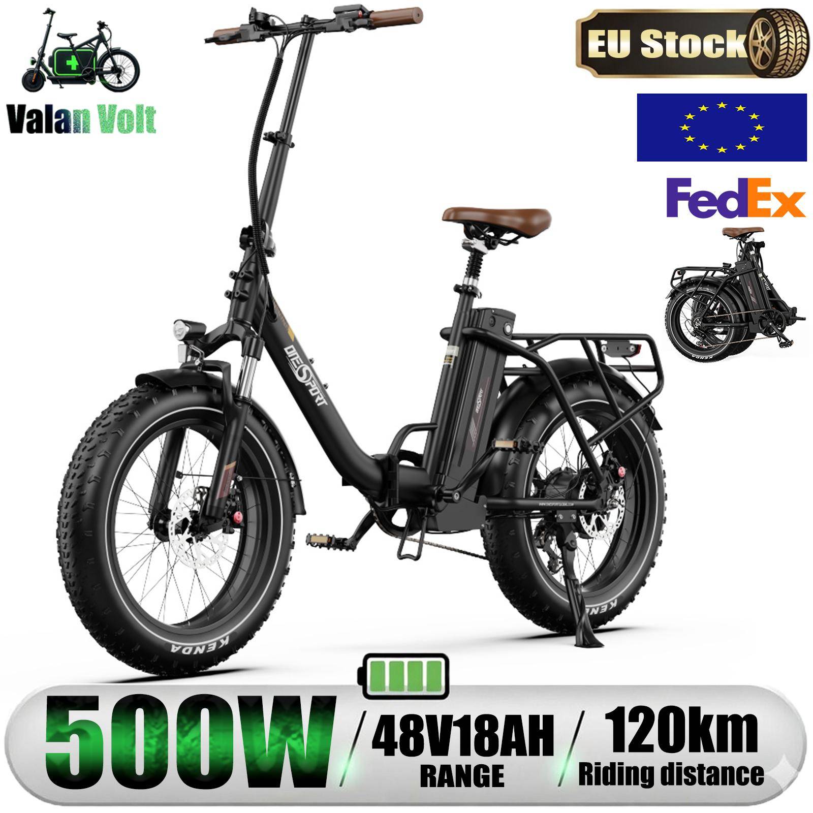 ONESPORT OT16 Max Vikbar Elcykel 500W Motor 48V18AH Fjärrkontrollerat Batteri Elcykel 20 tum Terrängdäck Vuxen E-cykel