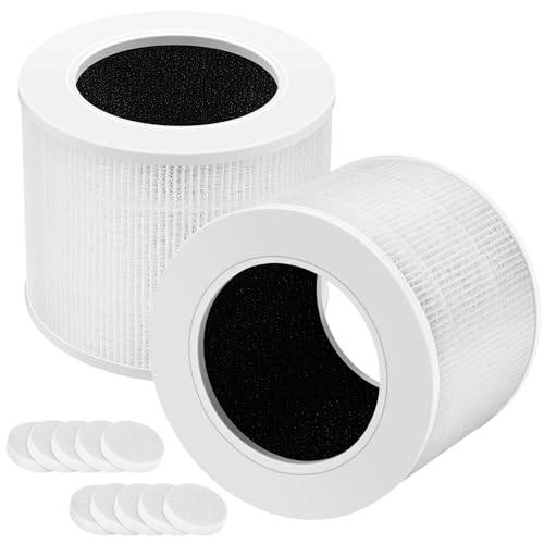 2 Pack Core Mini-RF Ersatzfilter Kompatibel mit LEVOIT Core Mini Luftreiniger, 3-in-1 Hocheffizienter HEPA Core Mini Filterersatz, 2 Pack Filter & 10 Stück Aromapads