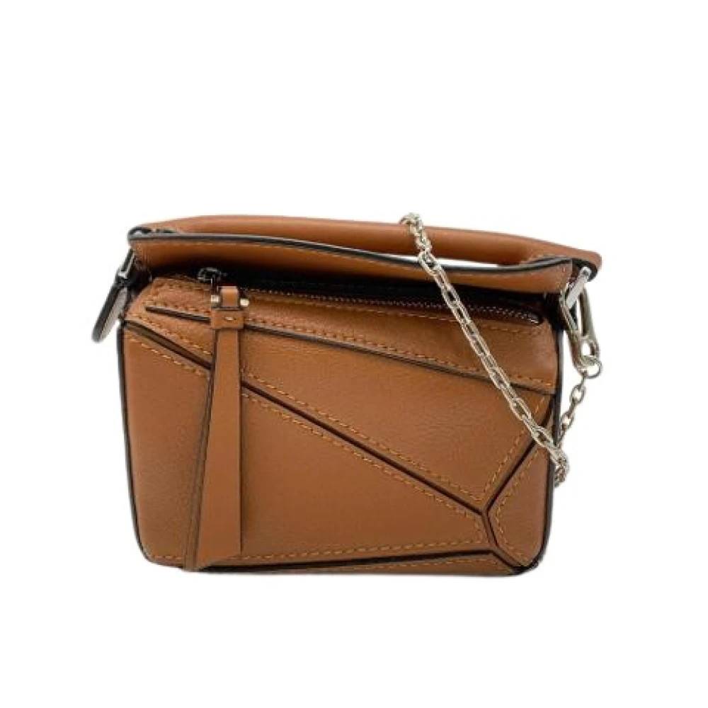Loewe Pre-owned Pre-owned Puzzle Skuldertaske - Vintage - Dame - Brun - ONE SIZE - Uld