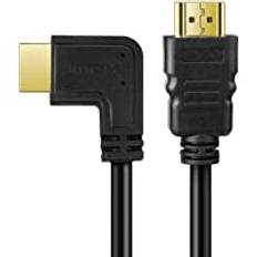 TNP HDMI-kabel vänster vinkel 90 grader (10FT) – HDMI 2.0-sladd med hög hastighet, stöder UHD 4K 60hz 2K 2160p Full HD 1080p Quad HD 1440p 3D ARC/eARC Ethernet för Xbox One X/S PS 4 Pro/Slim/Apple TV