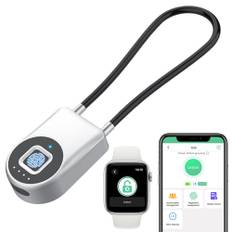 Sladdhänglås eLinkSmart fingeravtryckskabelås – skåp hänglås möbler lås vattentät telefon app reselås: 22 cm stålkabellås för grindstaket dörr skola gym skåp hjälm stöd iOS-klocka