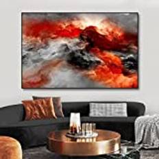 Moln abstrakt färgglada abstrakta svarta ramar stor storlek väggkonst kanvas dekor stort konstverk bildtryck affisch för dekor 85 x 170 cm (34 x 68 tum) med ram