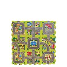 Magni Leksaker Play Floor With Roads And City Made In Eva Foam, 9 Foam Tiles Multi/patterned