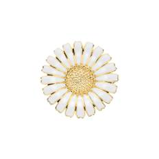 Marguerit broche forgyldt 36mm. Hvid emalje - 36mm