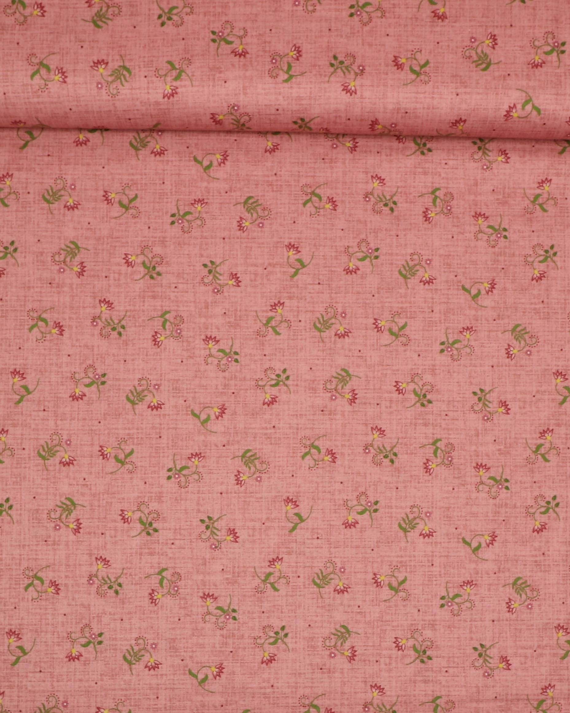 Flower & vine, blomster på rosa - Patchwork - 100% Bomuld