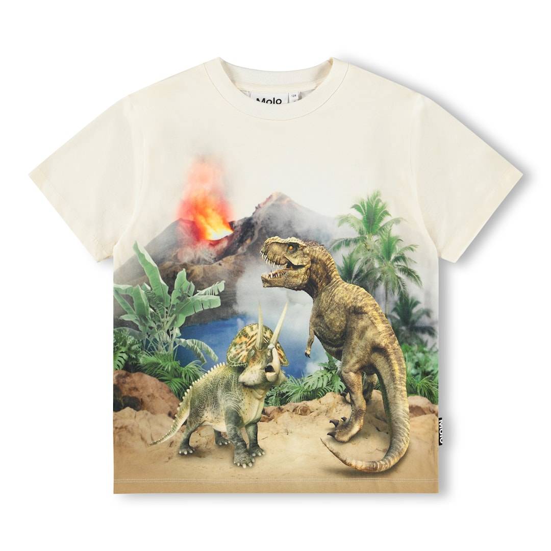 Molo GOTS Riley T-shirt Hot Spring Dinos Hot Spring Dinos 98 cm Krämfärgad 98 cm Pojkar