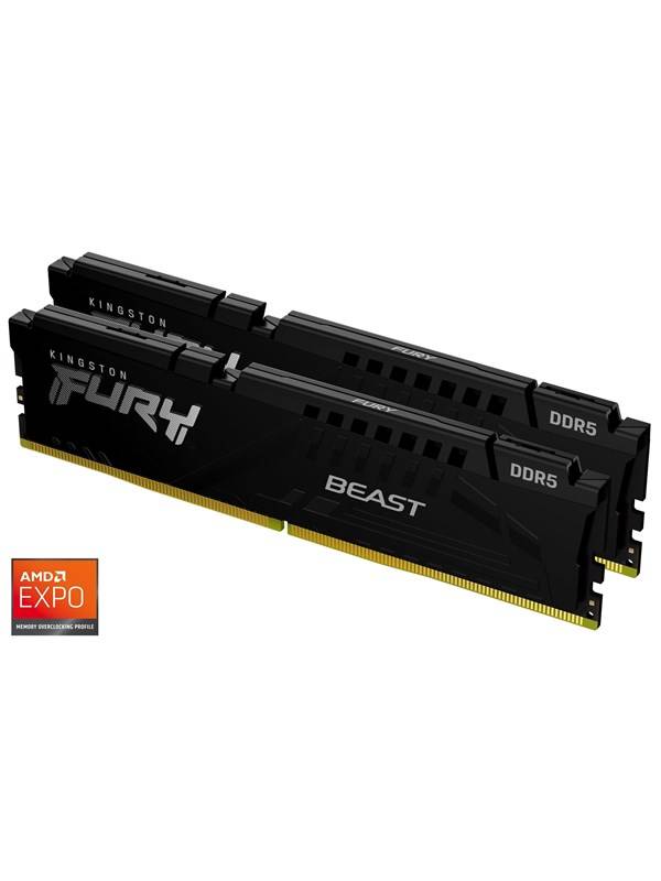 Kingston FURY Beast DDR5-6000 - 16GB - CL36 - Dual Channel (2 pcs) - AMD EXPO & Intel XMP - Svart