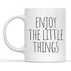 XIOXJK kontor kaffemugg - rolig kontorsdekor Enjoy The Little Things kaffe 325 ml mugg vit