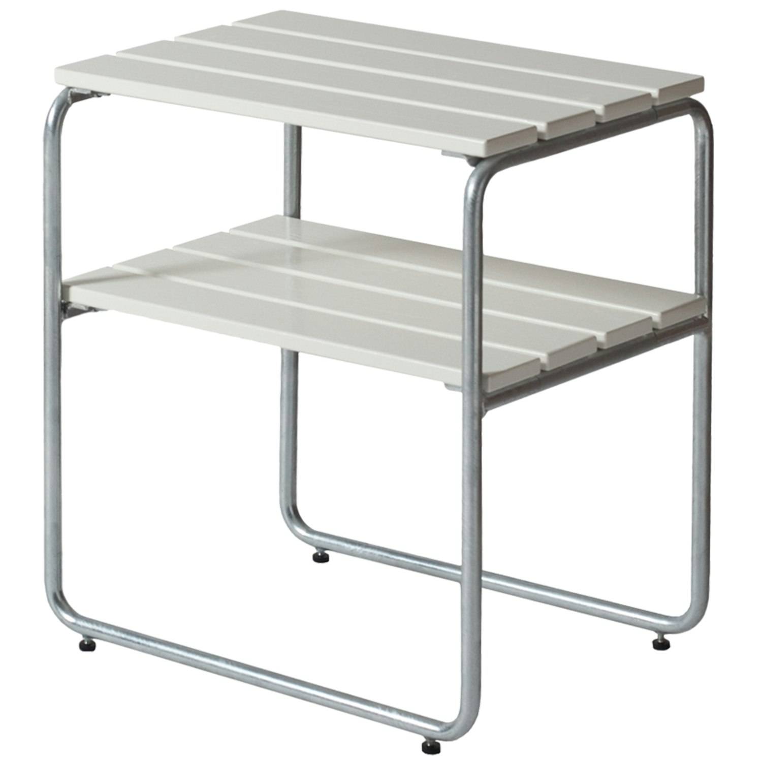 Grythyttan Stålmöbler L45 Sidobord Vitlackad / Varmförzinkat Stål - Sidobord & Småbord Ek Vitlackerad Ek - 1019813