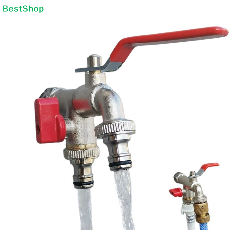 〔Q〕1/2'' 3/4'' IBC Water Tank Connector Garden Hose Tap Faucet Adapter With 2 Outlets Irrigation Joint Replacement Fitting
