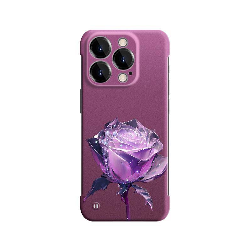The Crystal Purple Rose Stand Is Suitable for The Bezel-less IPhone Case of Apple 16PRO. 15 Ultra-thin Bare Phone Feel 14 Fine Hole XR Xiaomi CIVI4PRO