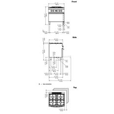 Zanussi industrikomfur 4 blus med gas ovn evo 700
