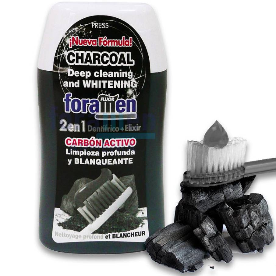 Foramen 2-i-1 Charcoal tandpasta og mundskyl med aktivt kul (100 ml.)