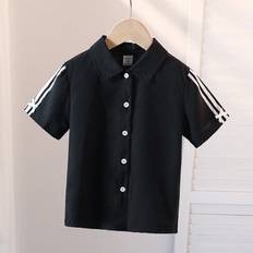 Ung flicka Casual Enkelt mode kortärmad skjorta, dagligt slitage - Svart (6Y,7Y,4Y,5Y)
