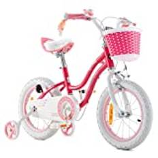 RoyalBaby flicka barncykel Stargirl cykel med ryggstöd stödhjul cykel barncykel 12 tum rosa