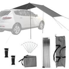 Bilmarkis, vattentät solsegel bil camping 300 x 200 cm, bil baklucketält, med UV-skydd, förtält, bil, motortarp, skydd mot sol och värme, för bil, skåpbil eller campare.